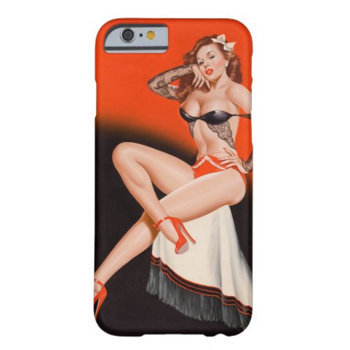 Red Head on Fringed Shawl Pin Up Art Barely There iPhone 6 Case