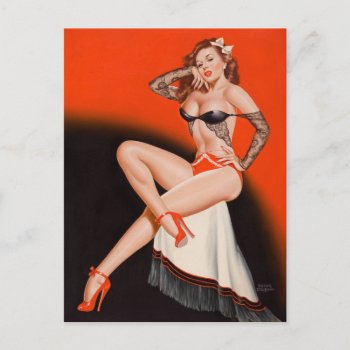 Red Head On Fringed Shawl Pin Up Art Postcard by Pin_Up_Art at Zazzle