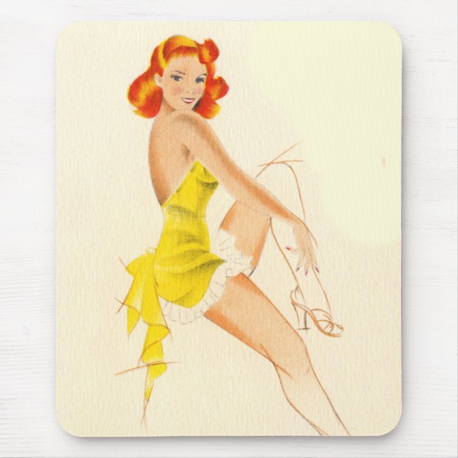 Red Head Pinup Mouse Pad (Front)