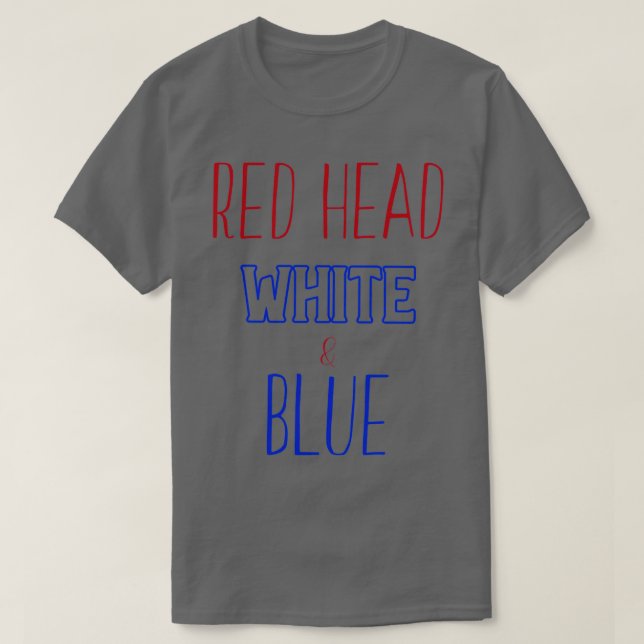 RED HEAD White amp Blue T-Shirt (Design Front)