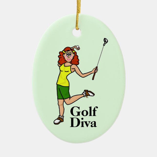 Red Head Woman Golfer Ornament (Front)