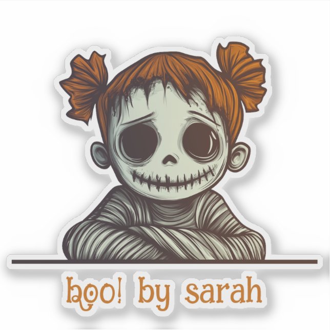 Red Head Zombie with Space Buns Hair Sticker (Front)