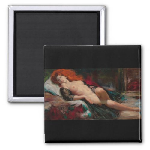 Red Headed Beauty Pin Up Art Magnet