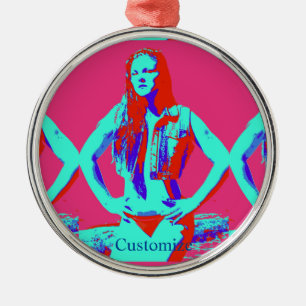 Red-headed bikini girl Thunder_Cove Metal Ornament