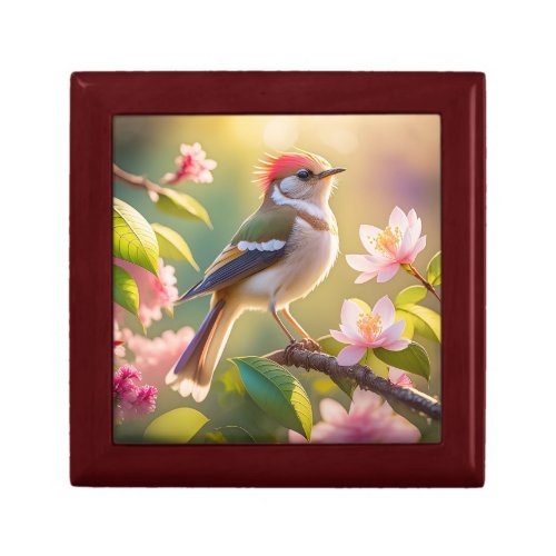 Red Headed Buff Chested Warbler Fantasy Bird Gift Box