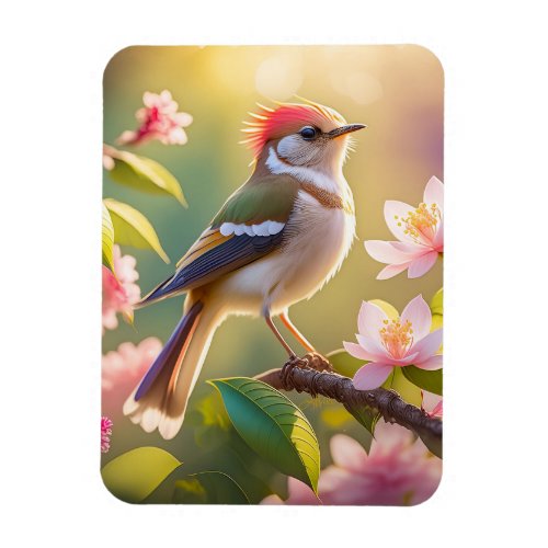 Red Headed Buff Chested Warbler Fantasy Bird Magnet
