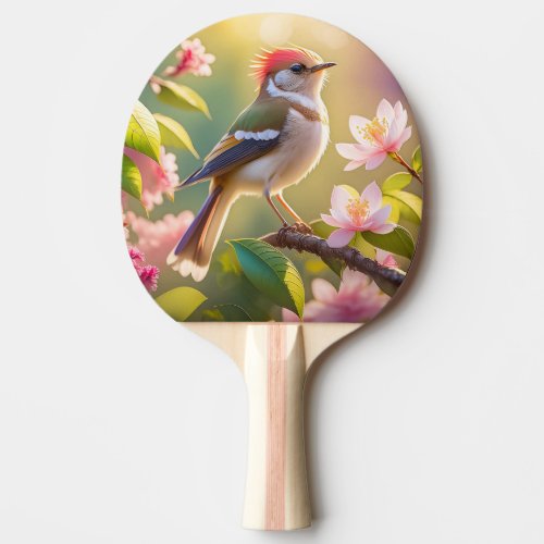 Red Headed Buff Chested Warbler Fantasy Bird Ping Pong Paddle