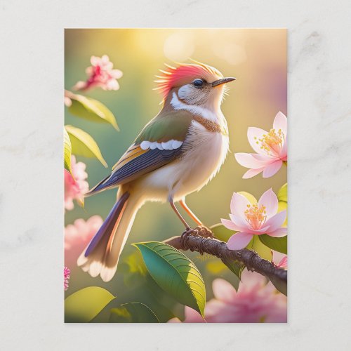 Red Headed Buff Chested Warbler Fantasy Bird Postcard