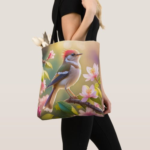 Red Headed Buff Chested Warbler Fantasy Bird Tote Bag