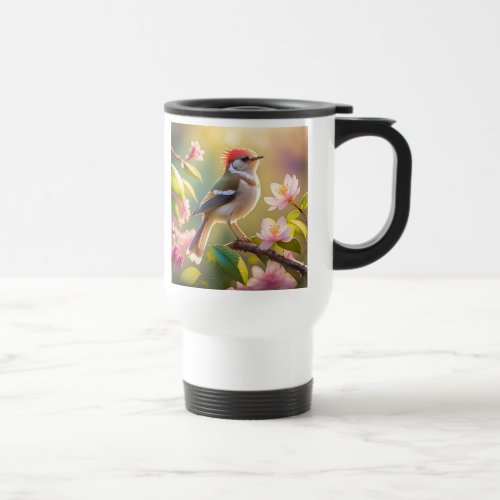 Red Headed Buff Chested Warbler Fantasy Bird Travel Mug