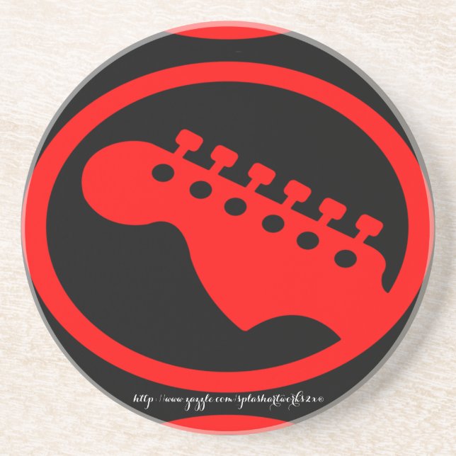 "Red Headed Guitar" Drink Coaster (Front)