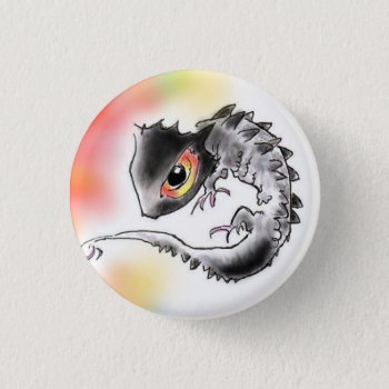 Red-headed Lizard Button by mirai_moon at Zazzle