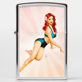 Red Headed Pinup Zippo Lighter by digitalgirlies at Zazzle