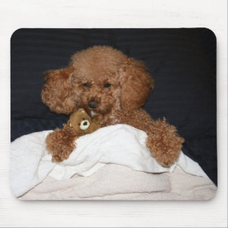 Red Headed Poodle Mouse Pad  - Sleepy