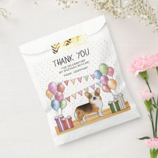 Red Headed Tri Pembroke Corgi Birthday Thank You Favor Bag