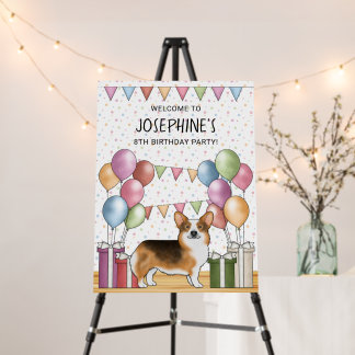 Red Headed Tri Pembroke Corgi Dog Birthday Welcome Foam Board
