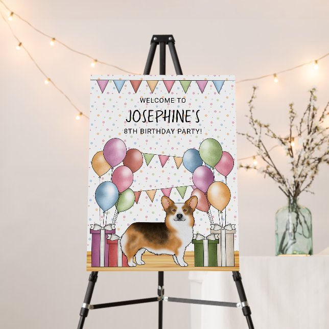 Red Headed Tri Pembroke Corgi Dog Birthday Welcome Foam Board (In Situ (Stand))