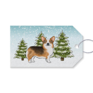 Red Headed Tri Pembroke Corgi Dog Winter Christmas Gift Tags