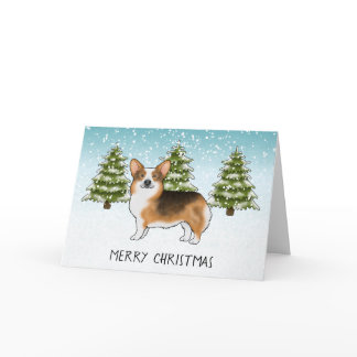 Red Headed Tri Pembroke Corgi Winter Christmas Card