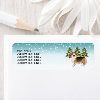 Red Headed Tri Pembroke Corgi Winter Christmas Label