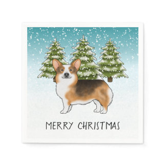 Red Headed Tri Pembroke Corgi Winter Christmas Napkins