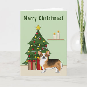 Red Headed Tri Pembroke Welsh Corgi Christmas Tree Card
