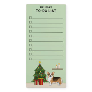 Red Headed Tri Pembroke Welsh Corgi Christmas Tree Magnetic Notepad