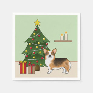 Red Headed Tri Pembroke Welsh Corgi Christmas Tree Napkins