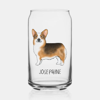 Red Headed Tri Pembroke Welsh Corgi Custom Name Can Glass