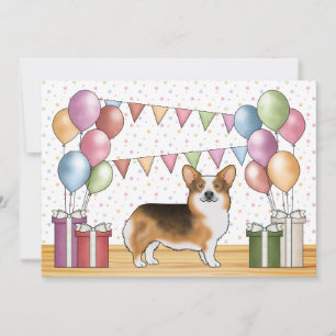 Red Headed Tri Pembroke Welsh Corgi Cute Birthday Invitation
