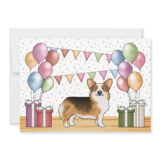 Red Headed Tri Pembroke Welsh Corgi Cute Birthday Invitation