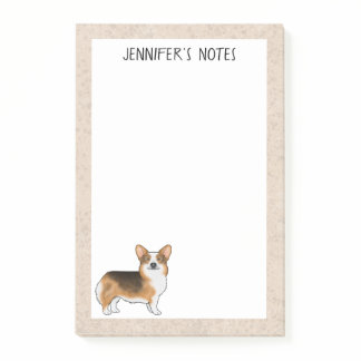 Red Headed Tri Pembroke Welsh Corgi Dog And Text Post-it Notes