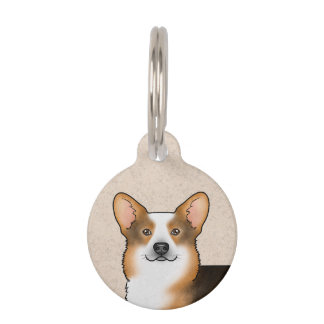 Red Headed Tri Pembroke Welsh Corgi Dog Portrait Pet ID Tag