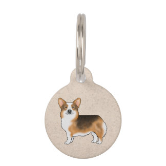 Red Headed Tri Pembroke Welsh Corgi Dog Standing Pet ID Tag