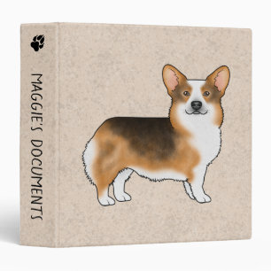 Red Headed Tri Pembroke Welsh Corgi Dog With Text 3 Ring Binder