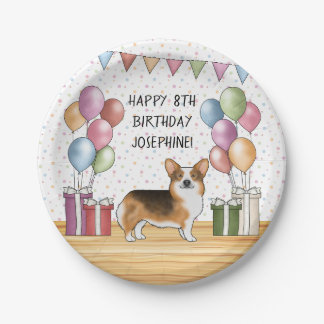 Red Headed Tri Pembroke Welsh Corgi Happy Birthday Paper Plates