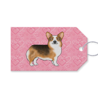 Red Headed Tri Pembroke Welsh Corgi Love Pink Gift Tags