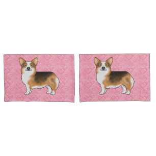 Red Headed Tri Pembroke Welsh Corgi Love Pink Pillow Case