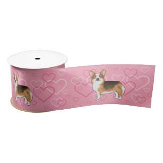 Red Headed Tri Pembroke Welsh Corgi Love Pink Satin Ribbon