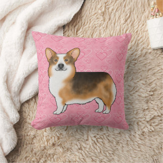 Red Headed Tri Pembroke Welsh Corgi Love Pink Throw Pillow