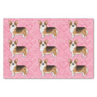 Red Headed Tri Pembroke Welsh Corgi Love Pink Tissue Paper