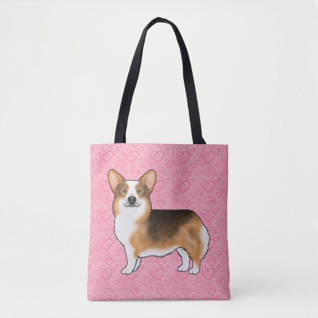 Red Headed Tri Pembroke Welsh Corgi Love Pink Tote Bag (Front)