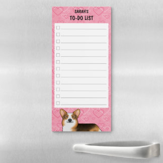 Red Headed Tri Pembroke Welsh Corgi Love To-Do Magnetic Notepad