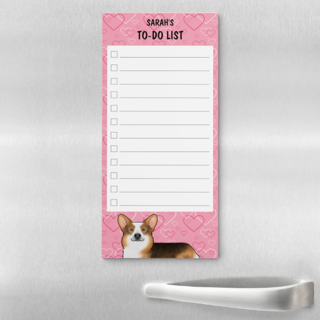 Red Headed Tri Pembroke Welsh Corgi Love To-Do Magnetic Notepad (In Situ)