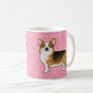 Red Headed Tri Pembroke Welsh Corgi Pink Hearts Coffee Mug