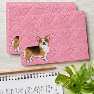 Red Headed Tri Pembroke Welsh Corgi Pink Hearts Envelope