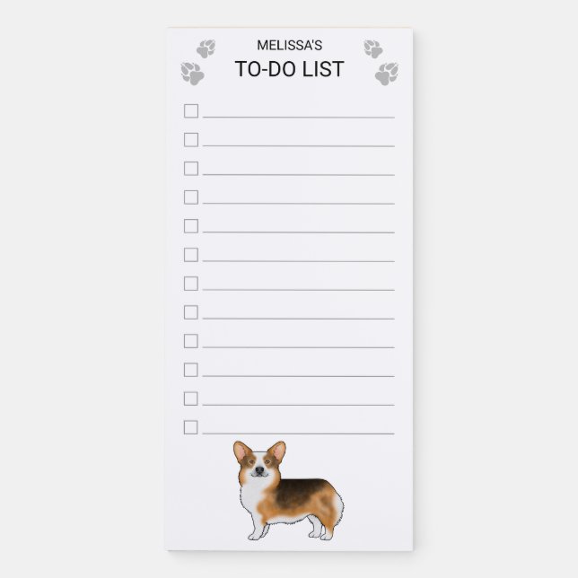 Red Headed Tri Pembroke Welsh Corgi To-Do List Magnetic Notepad (Front)
