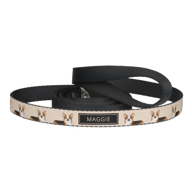 Red Headed Tricolor Pembroke Welsh Corgi And Name Pet Leash (Handle)