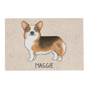 Red Headed Tricolor Pembroke Welsh Corgi And Name Placemat