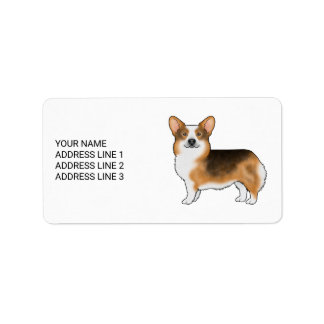 Red Headed Tricolor Pembroke Welsh Corgi And Text Label